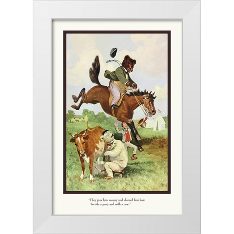 Teddy Roosevelts Bears: Teddy B and Teddy G on the Farm White Modern Wood Framed Art Print by Culver, R.K.