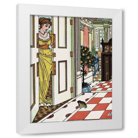 Frog Prince - Greeting the Frog White Modern Wood Framed Art Print by Crane, Walter