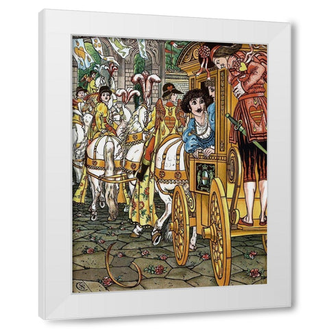 Frog Prince - Procession White Modern Wood Framed Art Print by Crane, Walter