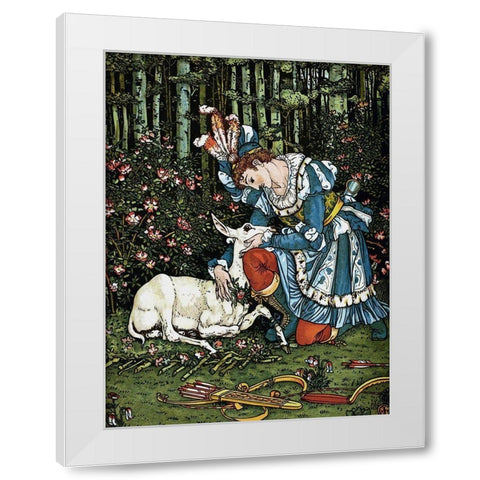 Hind in the Wood - In the Forest White Modern Wood Framed Art Print by Crane, Walter