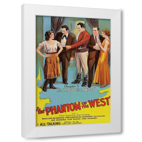 Vintage Westerns: Phantom of the West - League of the Lawless White Modern Wood Framed Art Print by Unknown