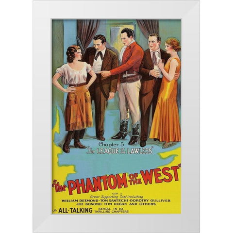 Vintage Westerns: Phantom of the West - League of the Lawless White Modern Wood Framed Art Print by Unknown