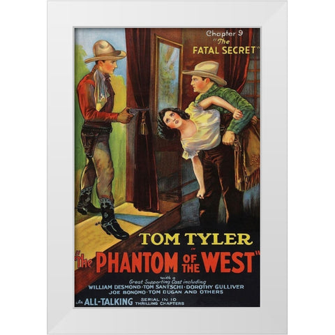 Vintage Westerns: Phantom of the West - Fatal Secret White Modern Wood Framed Art Print by Unknown