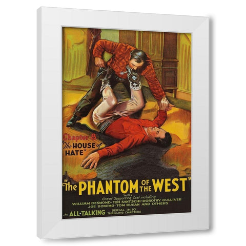 Vintage Westerns: Phantom of the West - House of hate White Modern Wood Framed Art Print by Unknown