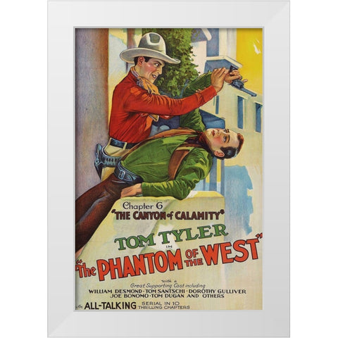 Vintage Westerns: Phantom of the West - Canyon of Calamity White Modern Wood Framed Art Print by Unknown