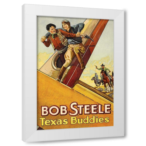 Vintage Westerns: Texas Buddies White Modern Wood Framed Art Print by Unknown