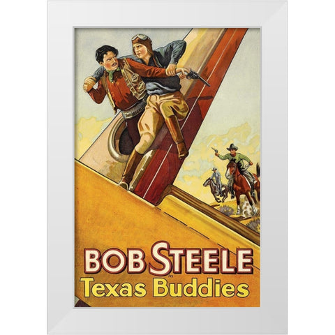 Vintage Westerns: Texas Buddies White Modern Wood Framed Art Print by Unknown