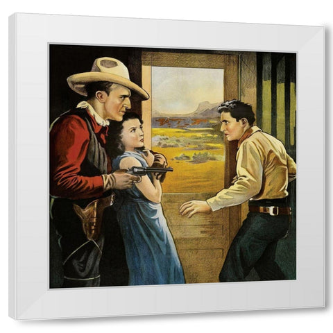 Vintage Westerns: South of Santa Fe - Detail White Modern Wood Framed Art Print by Unknown