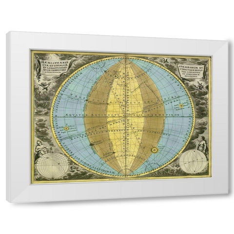 Maps of the Heavens: Hemisphaeria Sphaerarum White Modern Wood Framed Art Print by Cellarius, Andreas