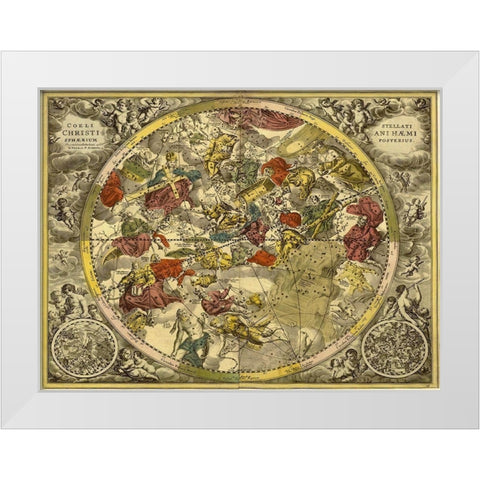 Maps of the Heavens: Coelistellati Christianihaemi White Modern Wood Framed Art Print by Cellarius, Andreas