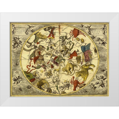 Maps of the Heavens: Planisphaerium Stellatum Boreale White Modern Wood Framed Art Print by Cellarius, Andreas
