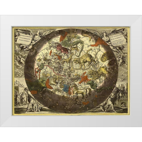 Maps of the Heavens: Hemisphaerium Stellatum Boreale Cum Subiecto White Modern Wood Framed Art Print by Cellarius, Andreas