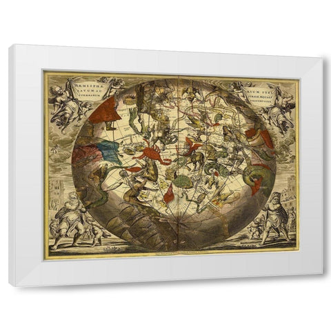 Maps of the Heavens: Haemisphaerium Stellatum Australe Aequali White Modern Wood Framed Art Print by Cellarius, Andreas