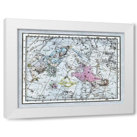 Maps of the Heavens: Andromeda and Perseus White Modern Wood Framed Art Print by Jamieson, Alexander