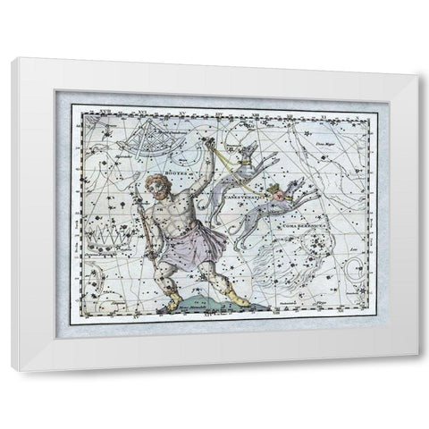 Maps of the Heavens: Bootes the Hunter and His Hounds White Modern Wood Framed Art Print by Jamieson, Alexander