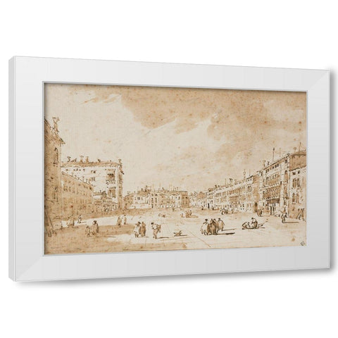 View of Campo San Polo, Venice, ca. 1790 White Modern Wood Framed Art Print by Guardi, Francesco