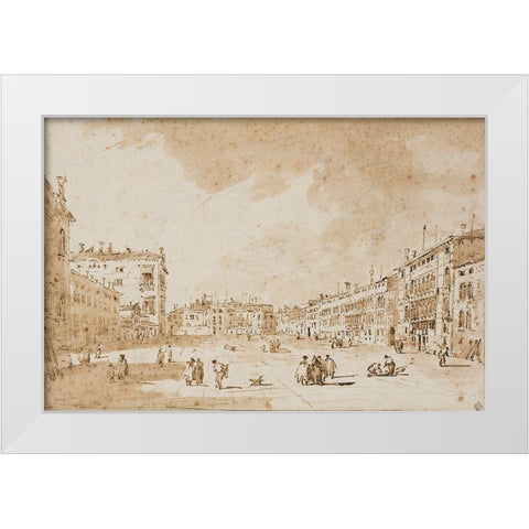 View of Campo San Polo, Venice, ca. 1790 White Modern Wood Framed Art Print by Guardi, Francesco