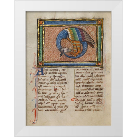 A Dragon-like Snake White Modern Wood Framed Art Print by Franco-Flemish 13th Century