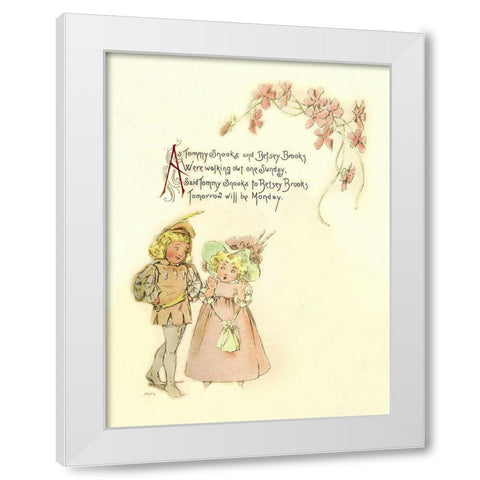 Nursery Rhymes: Tommy Snooks and Betsey Brooks White Modern Wood Framed Art Print by Humphrey, Maud