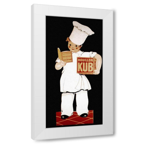 Cooks: Bouillon Kub White Modern Wood Framed Art Print by Advertisement