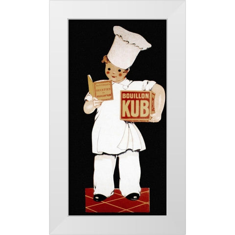 Cooks: Bouillon Kub White Modern Wood Framed Art Print by Advertisement