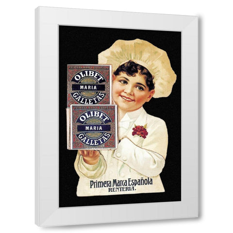Cooks: Olibet Galletas White Modern Wood Framed Art Print by Advertisement