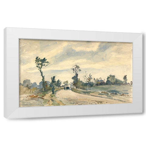 Louveciennes, Route de Saint-Germain White Modern Wood Framed Art Print by Pissarro, Camille