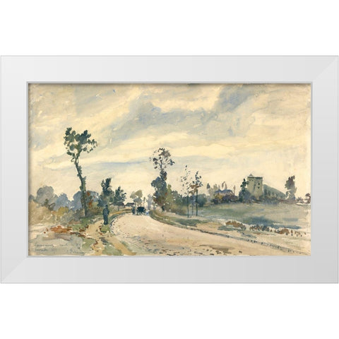 Louveciennes, Route de Saint-Germain White Modern Wood Framed Art Print by Pissarro, Camille