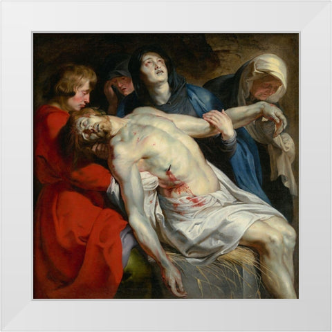 The Entombment White Modern Wood Framed Art Print by Rubens, Peter Paul