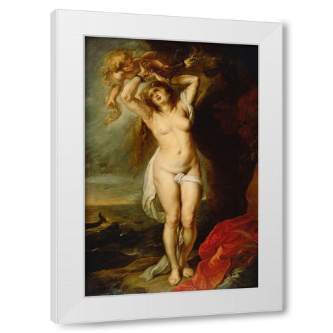 Andromeda White Modern Wood Framed Art Print by Rubens, Peter Paul