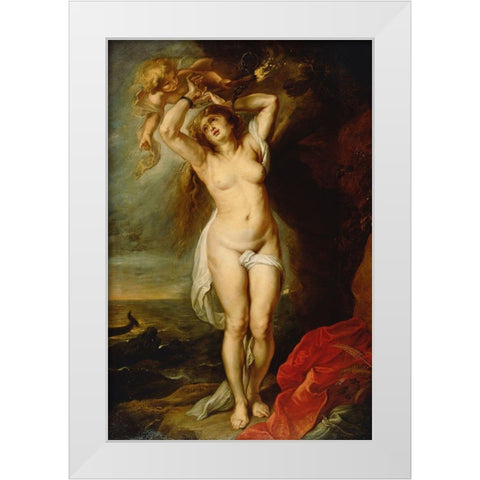 Andromeda White Modern Wood Framed Art Print by Rubens, Peter Paul