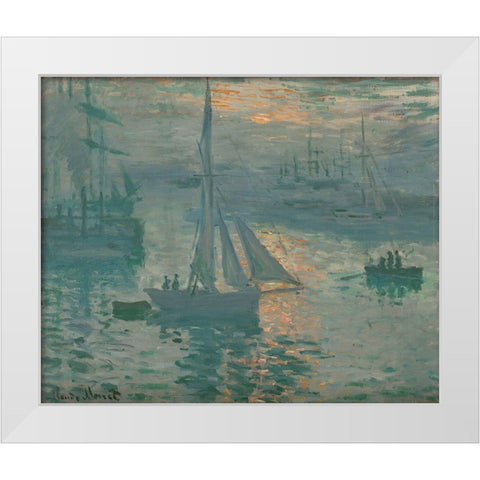 Sunrise (Marine) White Modern Wood Framed Art Print by Monet, Claude