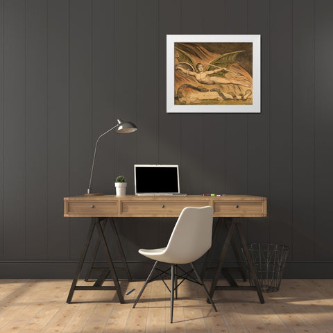 Satan Exulting over Eve White Modern Wood Framed Art Print by Blake, William
