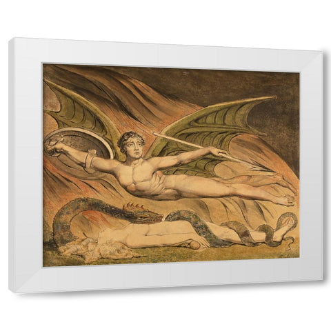Satan Exulting over Eve White Modern Wood Framed Art Print by Blake, William