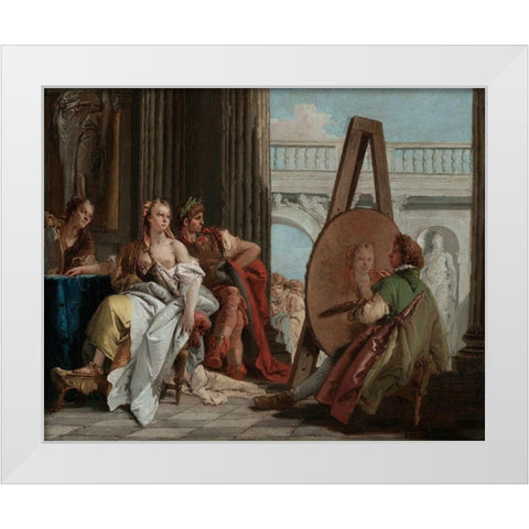 Alexander the Great and Campaspe in the Studio of Apelles White Modern Wood Framed Art Print by Tiepolo, Giovanni Battista