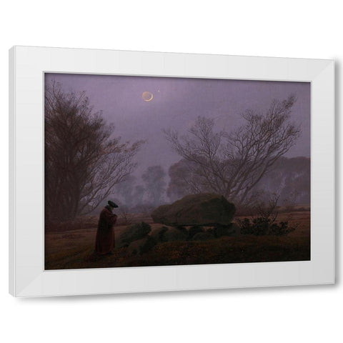 A Walk at Dusk White Modern Wood Framed Art Print by Friedrich, Caspar David