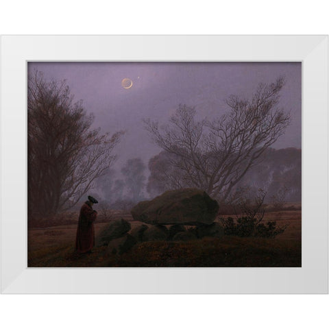 A Walk at Dusk White Modern Wood Framed Art Print by Friedrich, Caspar David