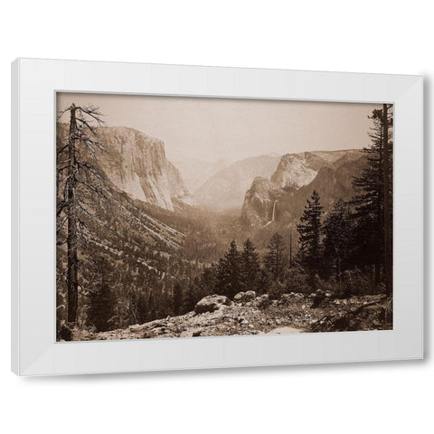 The Yosemite Valley from Inspiration Pt. Mariposa Trail, 1865-1866 White Modern Wood Framed Art Print by Watkins, Carleton