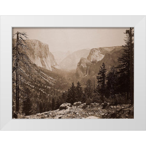 The Yosemite Valley from Inspiration Pt. Mariposa Trail, 1865-1866 White Modern Wood Framed Art Print by Watkins, Carleton