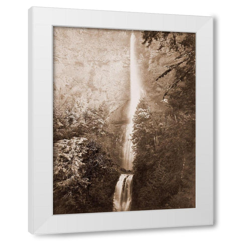 Multnomah Falls, Columbia River, Oregon, 2500 feet., 1867 White Modern Wood Framed Art Print by Watkins, Carleton