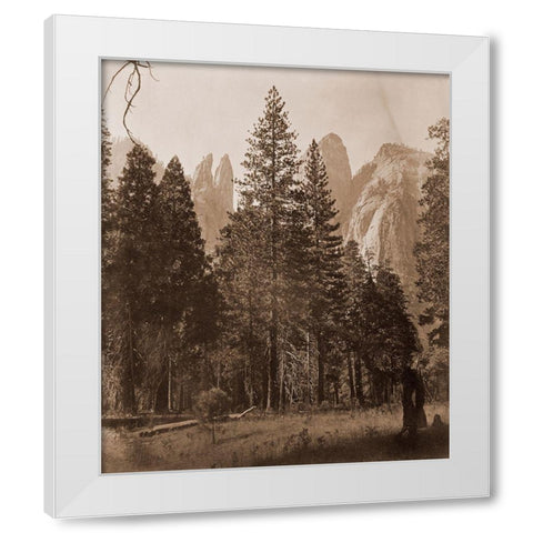 Cathedral Spires - Yosemite, California, 1861 White Modern Wood Framed Art Print by Watkins, Carleton