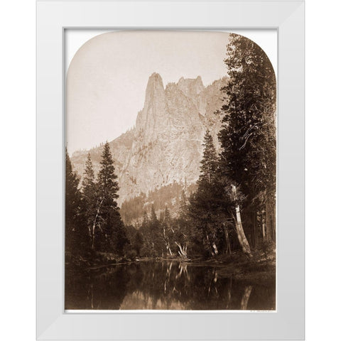 Sentinel (View of the Valley) 3270 ft. Yosemite, California, 1861 White Modern Wood Framed Art Print by Watkins, Carleton