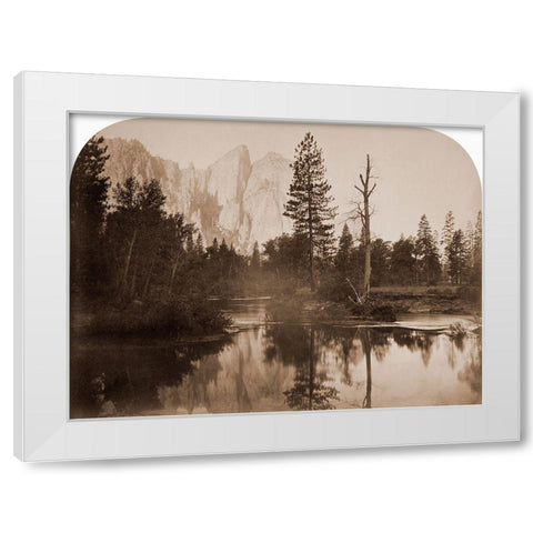 River View - Down the Valley - Yosemite, California, 1861 White Modern Wood Framed Art Print by Watkins, Carleton