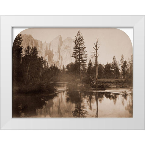 River View - Down the Valley - Yosemite, California, 1861 White Modern Wood Framed Art Print by Watkins, Carleton