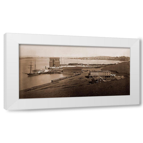 City of Vallejo, California, from South Vallejo, 1870 White Modern Wood Framed Art Print by Watkins, Carleton