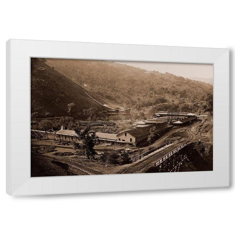 Smelting Works, New Almaden, Santa Clara, California, 1863 White Modern Wood Framed Art Print by Watkins, Carleton