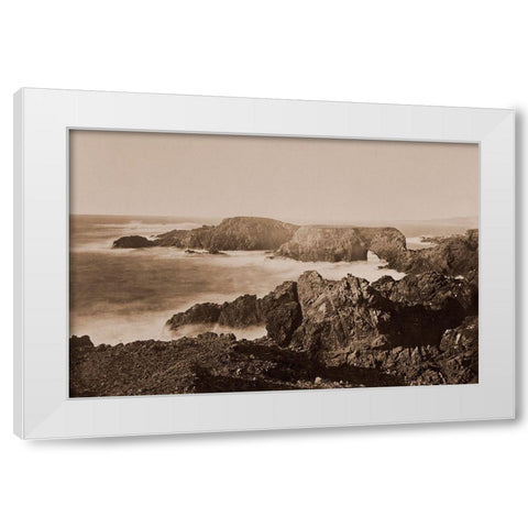 Coast View off Mendocino, California, 1863 White Modern Wood Framed Art Print by Watkins, Carleton