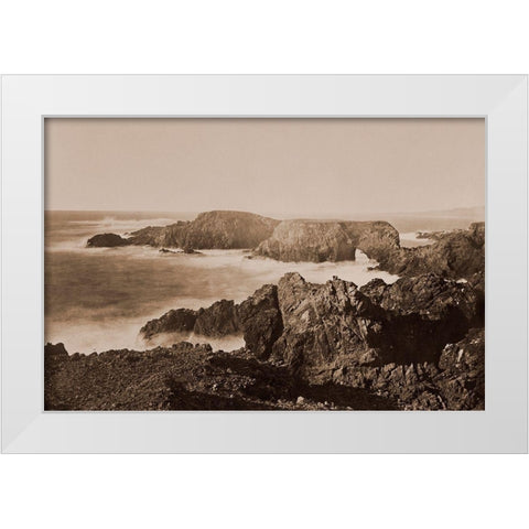 Coast View off Mendocino, California, 1863 White Modern Wood Framed Art Print by Watkins, Carleton