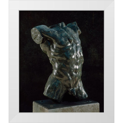Marsyas (Torso of The Falling Man), ca. 1882-1889 White Modern Wood Framed Art Print by Rodin, Auguste