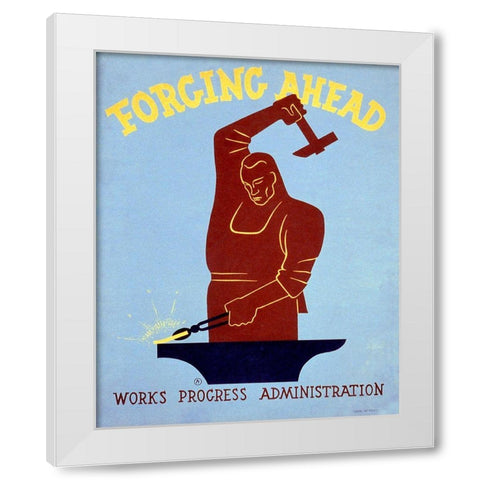 Forging ahead Works Progress Administration White Modern Wood Framed Art Print by Herzog, Harry